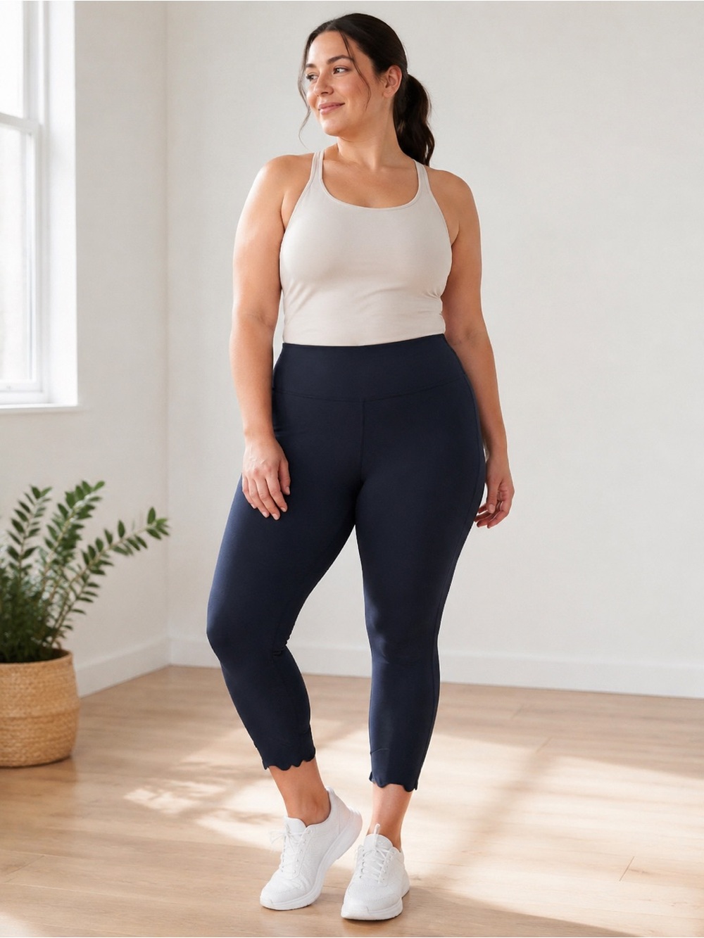 Lululemon Wunder Under Scalloped Hem High Rise Crop 23” True Navy Size 14